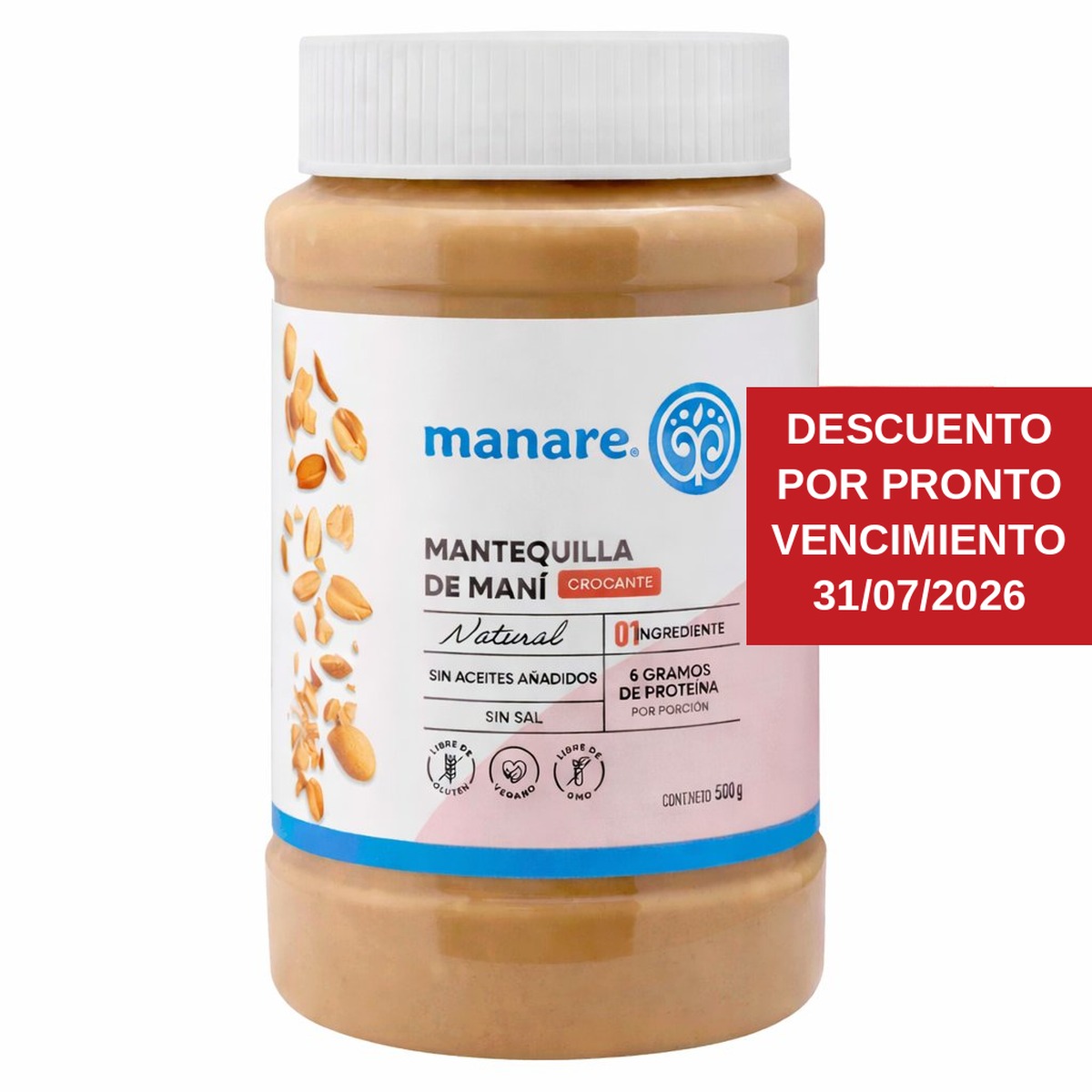 WhatsApp Image 2026-03-20 at 08.57.04 Mantequilla de Maní Crocante 500 g Corta fecha (Precio especial) - Imagen 1